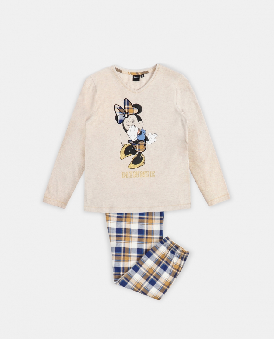 DISNEY Pijama Manga Larga Happy Minnie para Niña BEIGE