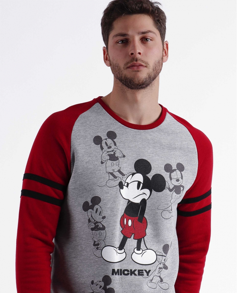 DISNEY Pijama Manga Larga Mickey Shadows para Hombre GRIS JASPE