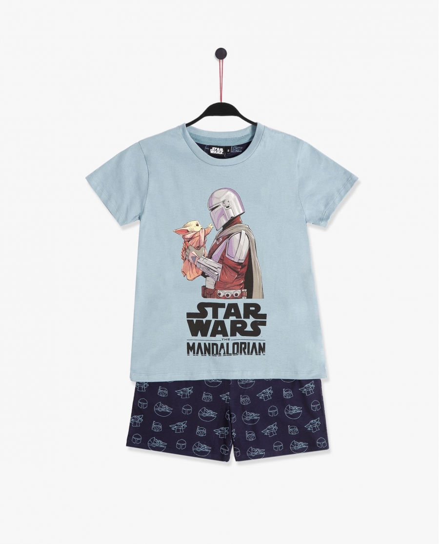 STAR WARS Pijama Manga Corta Mandalorian Baby Yoda para Niño AQUA