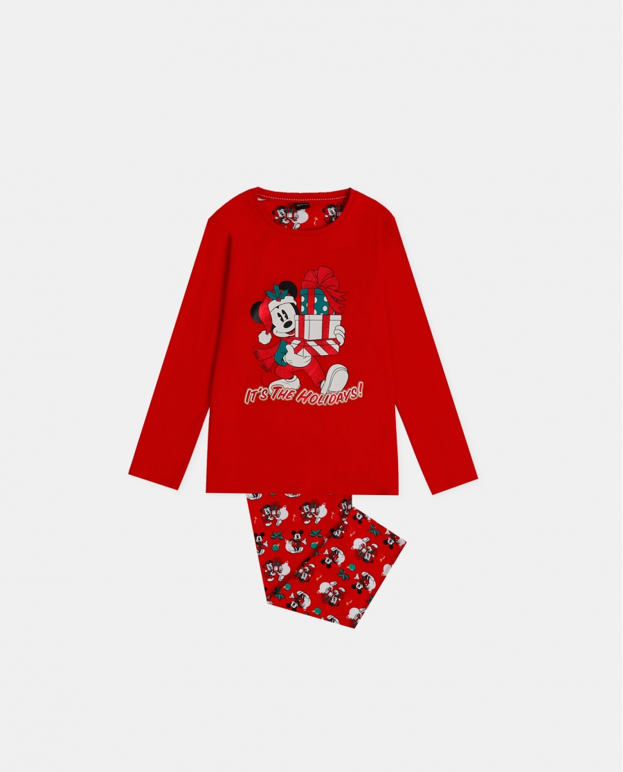 DISNEY Pijama Manga Larga Holidays para Niño ROJO