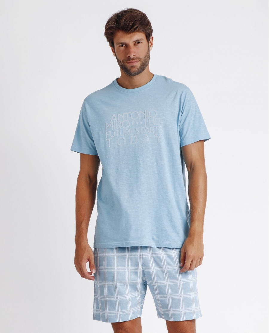 ANTONIO MIRO Pijama Manga Corta Today para Hombre AQUA