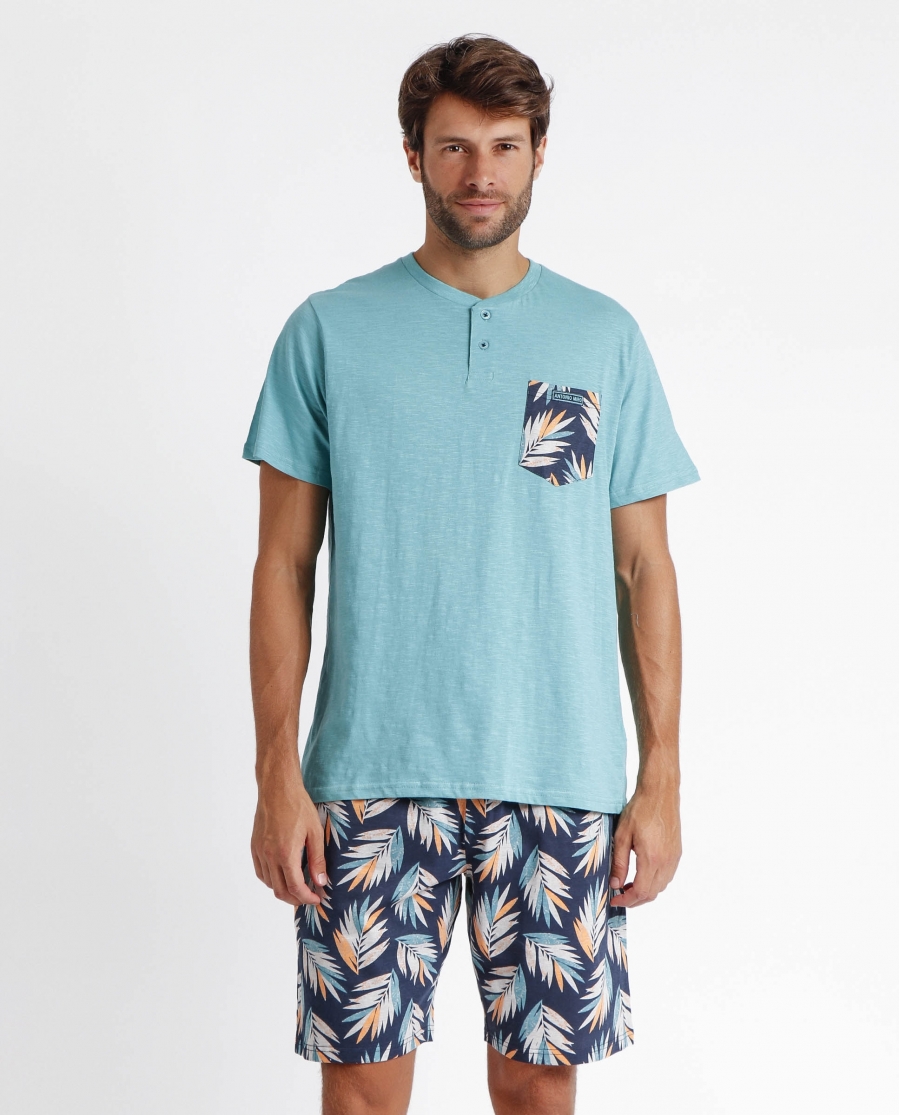 ANTONIO MIRO Pijama Tapeta Manga Corta Work para Hombre AQUA