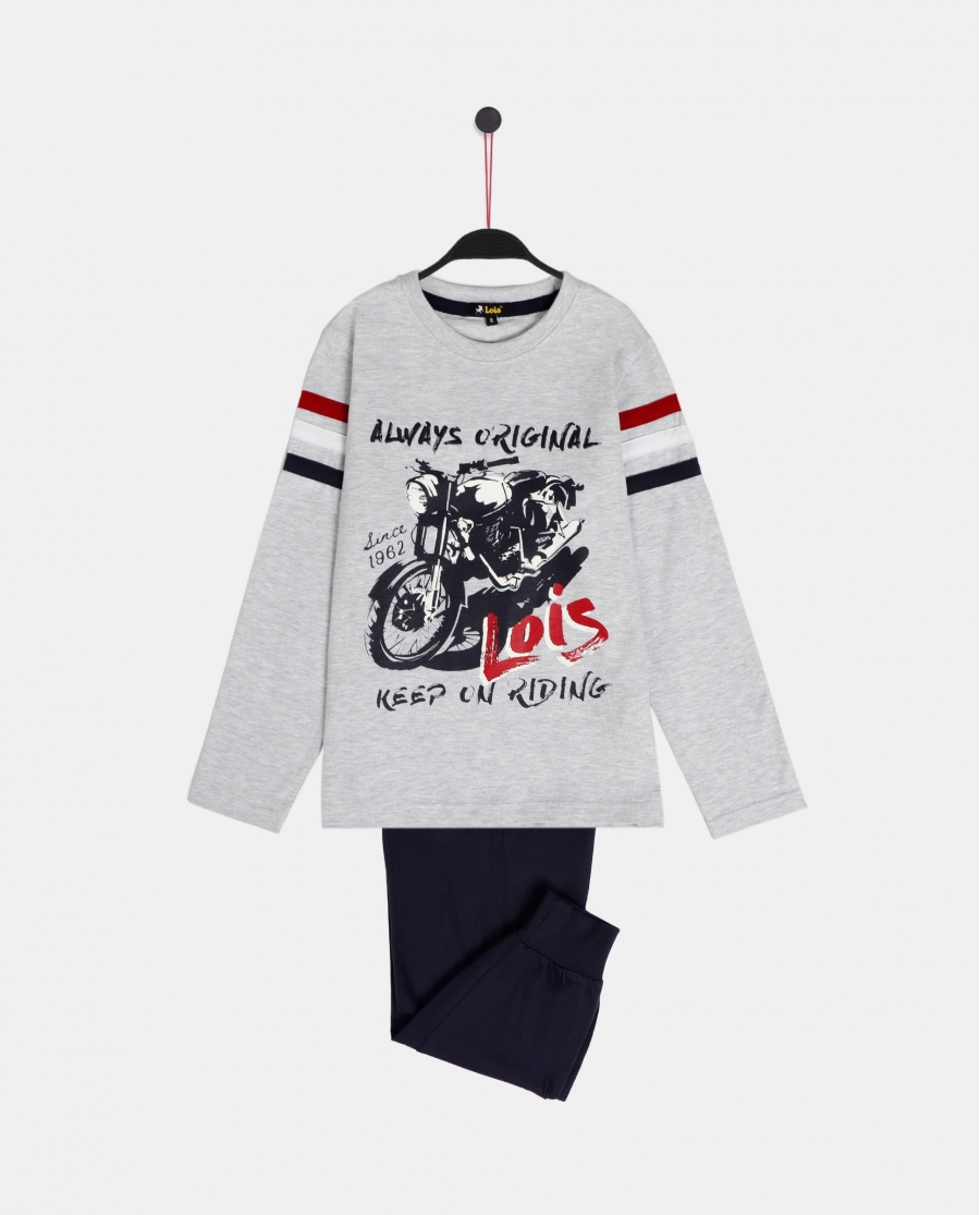 LOIS Pijama Manga Larga Motor para Niño GRIS JASPE