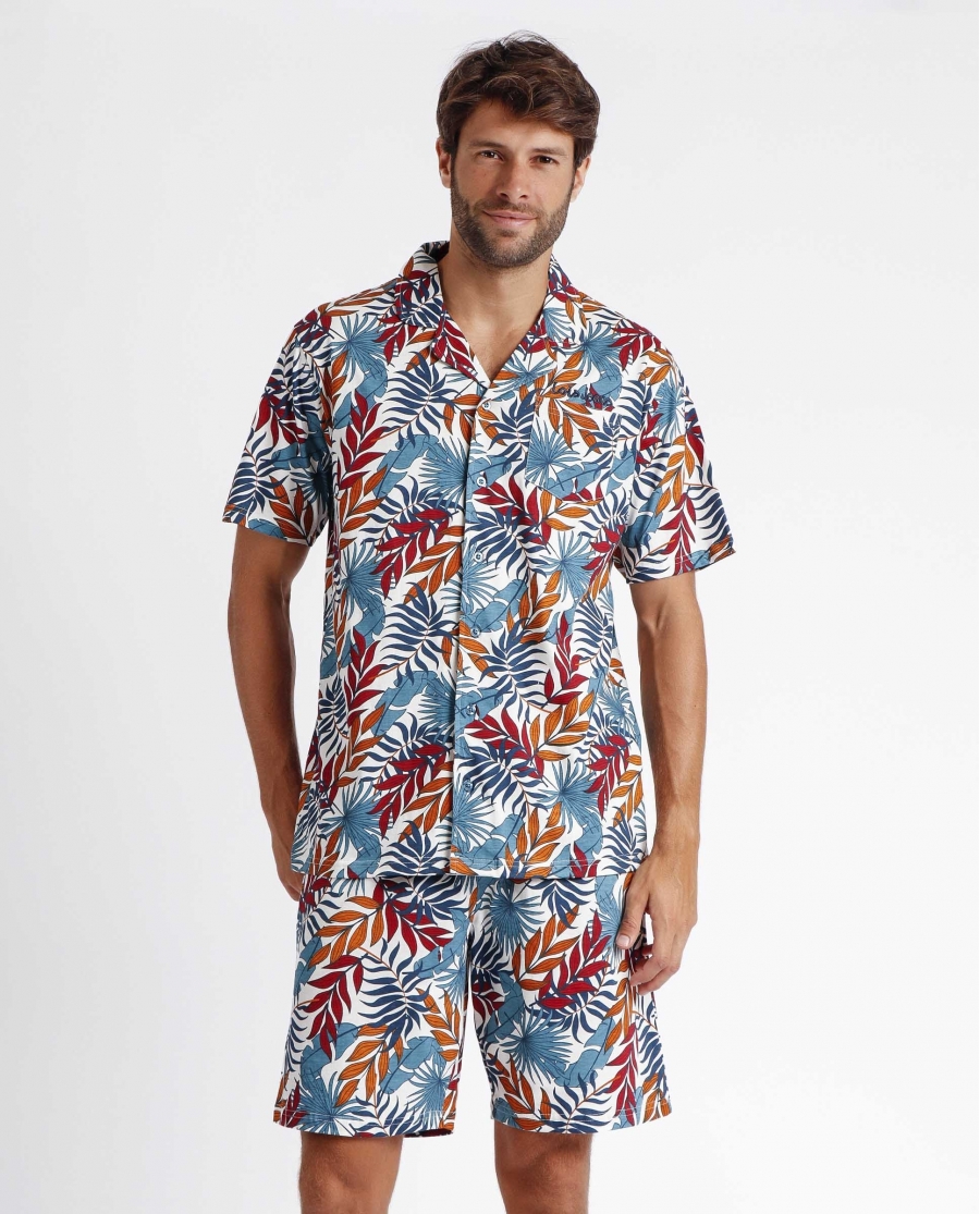 LOIS Pijama Abierto Manga Corta Dynamic para Hombre AZUL