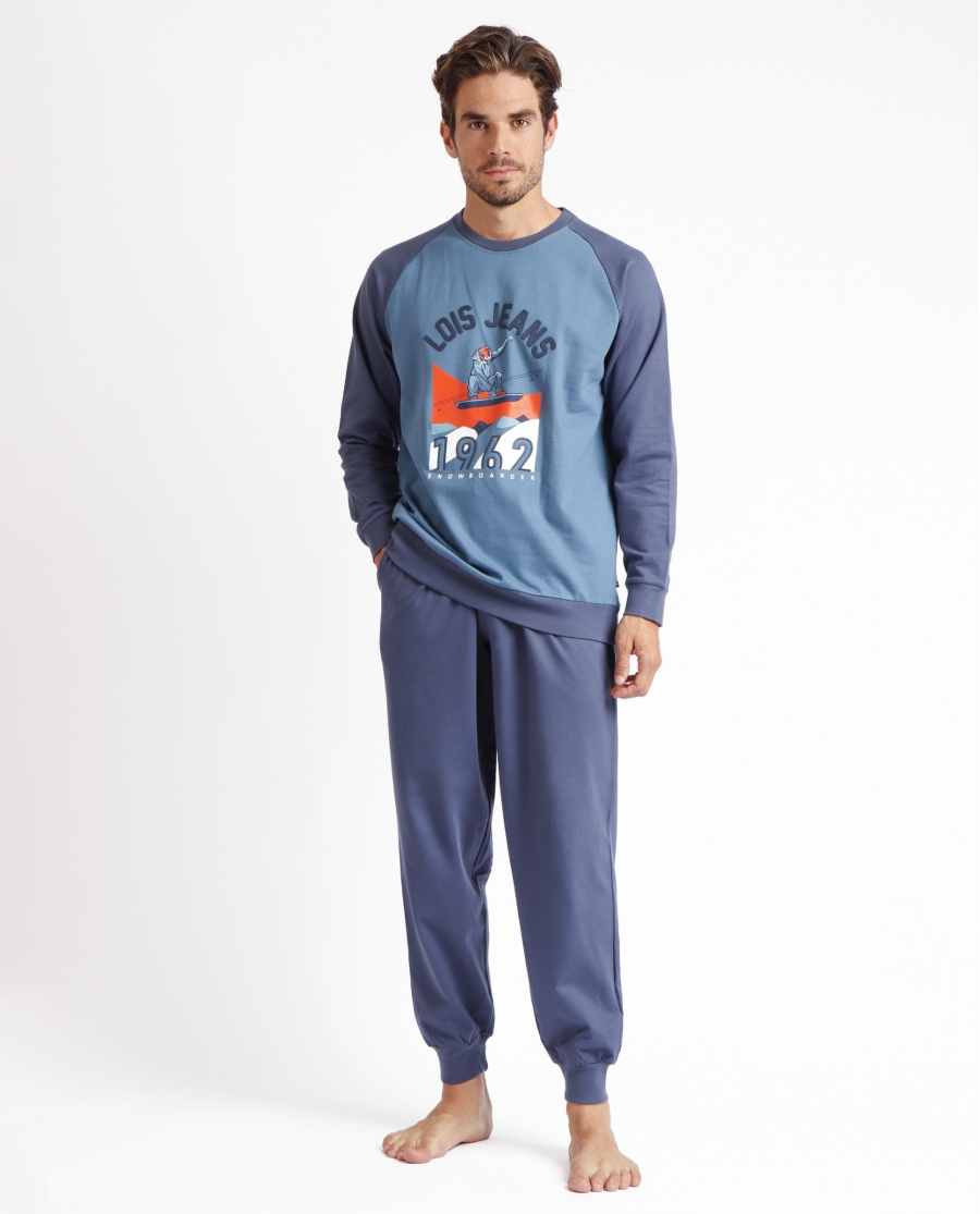 LOIS Pijama Manga Larga Ranglan XGames para Hombre AZUL