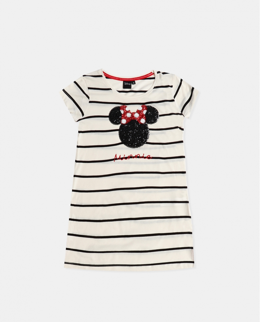 DISNEY Camisola Manga Corta Minnie Sequins para Niña CRUDO