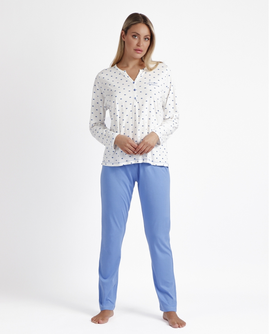 ADMAS Pijama Manga Larga Sweet Dreams para Mujer AZUL