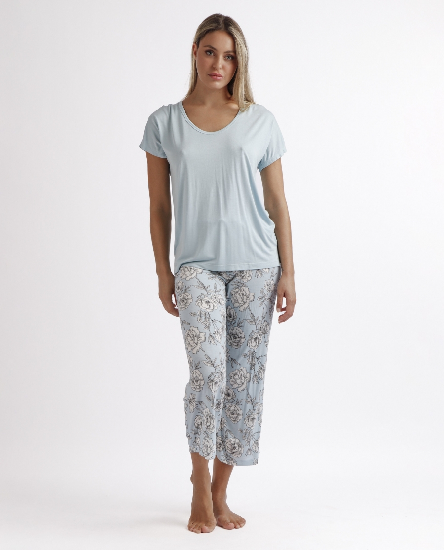 ADMAS GARDEN Pijama Manga Corta Flowers para Mujer HIELO