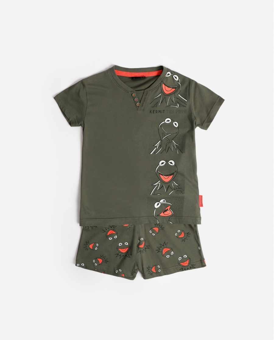 DISNEY Pijama Manga Corta Crazy Kermit para Niño CAQUI