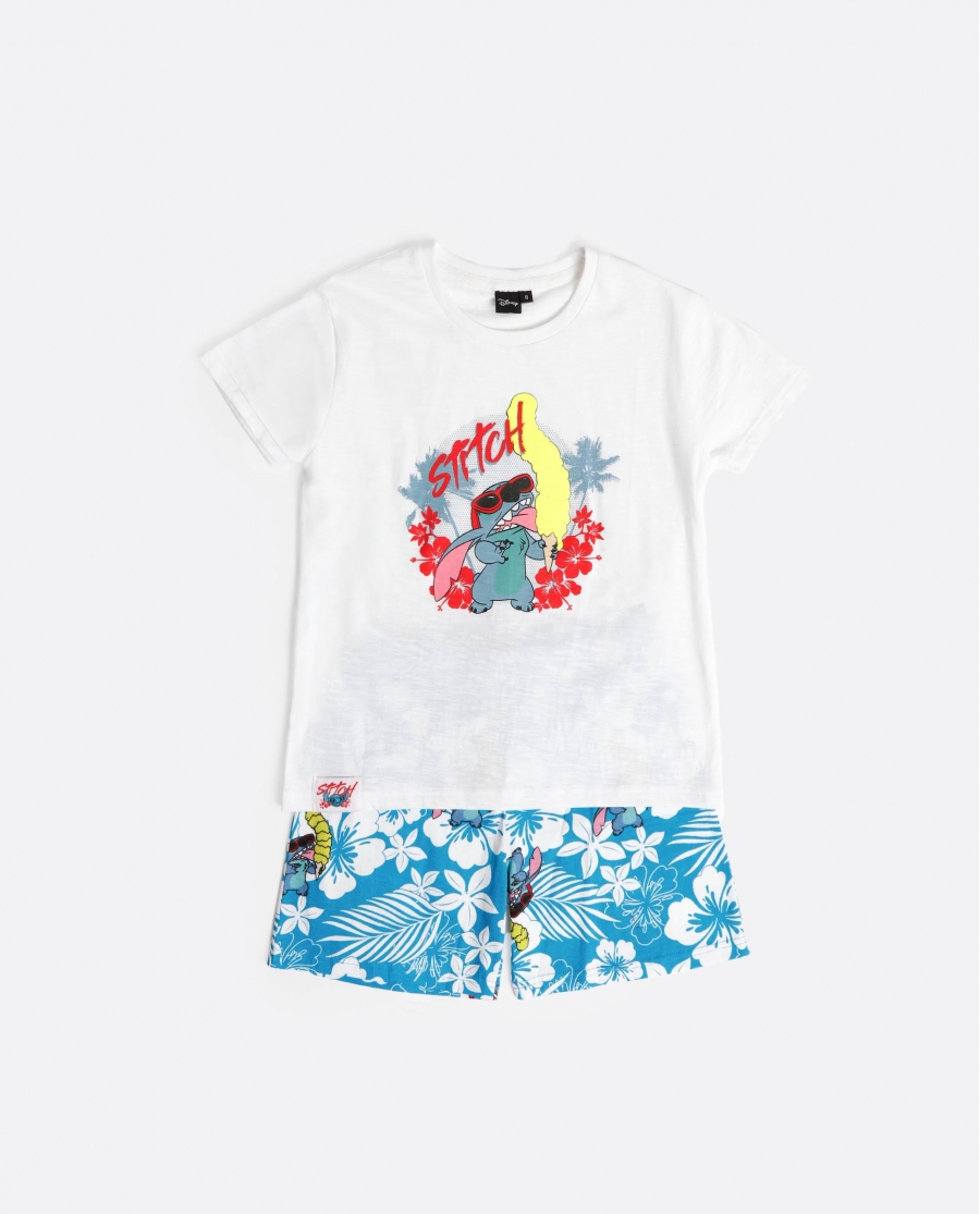 DISNEY Pijama Manga Corta Lilo & Stitch para Niño AZUL