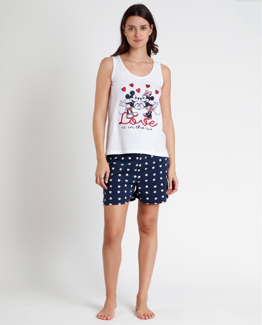 DISNEY Pijama Sin Mangas Love is in the Air para Mujer BLANCO