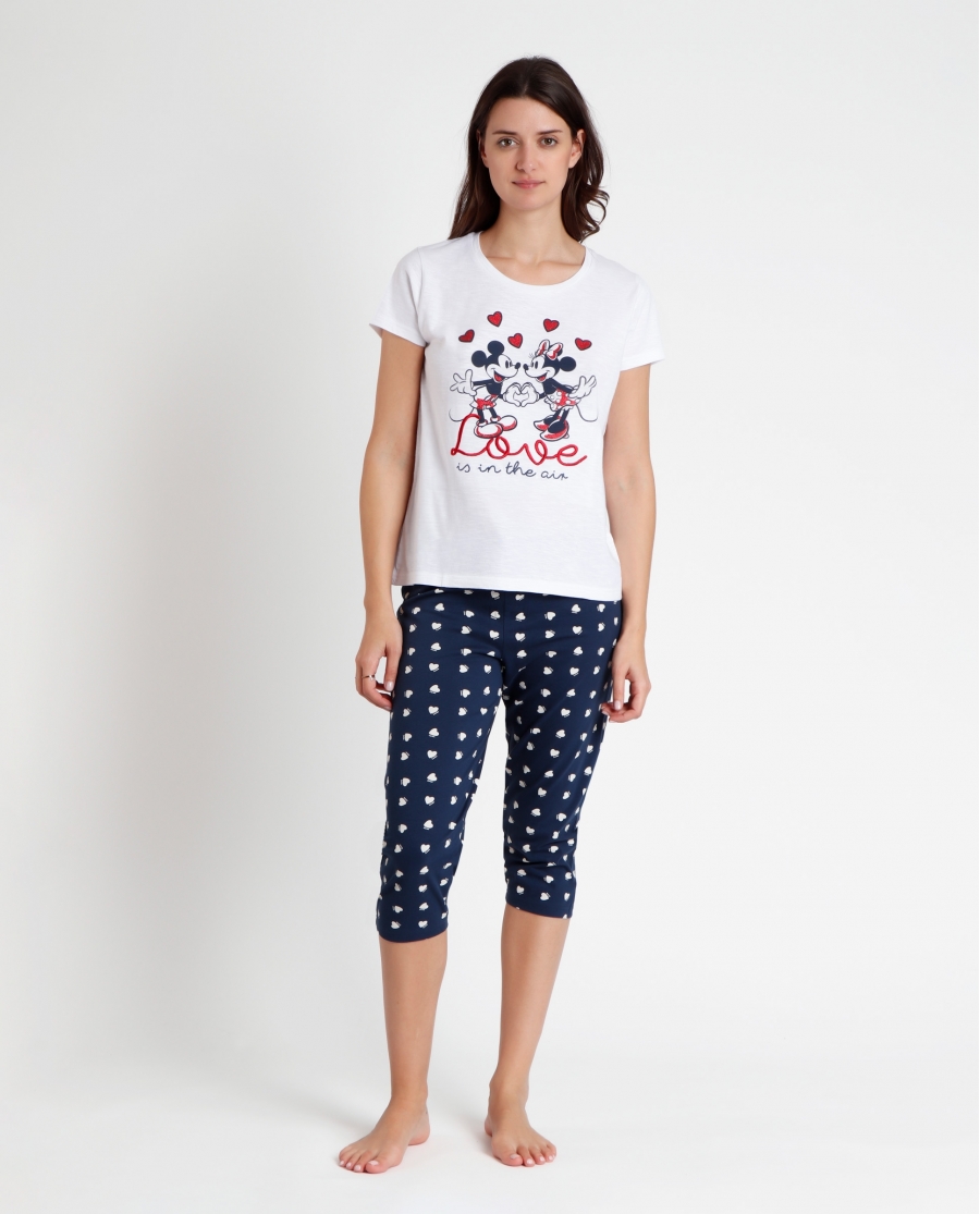 DISNEY Pijama Manga Corta Love is in the Air para Mujer BLANCO