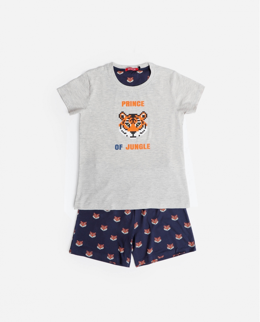 DIVER Pijama Manga Corta King para Niño GRIS JASPE