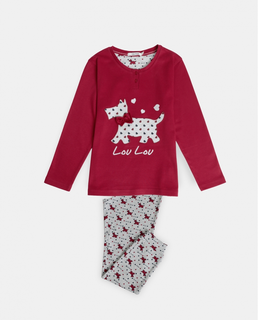 ADMAS Pijama Manga Larga Tapeta Lou Lou Cold para Niña BURDEOS