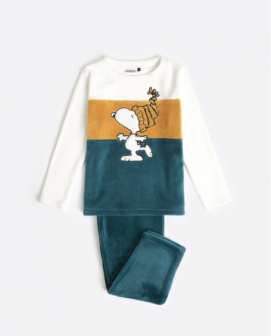 PEANUTS Pijama Calentito Manga Larga Warm & Cozy para Niña MOSTAZA