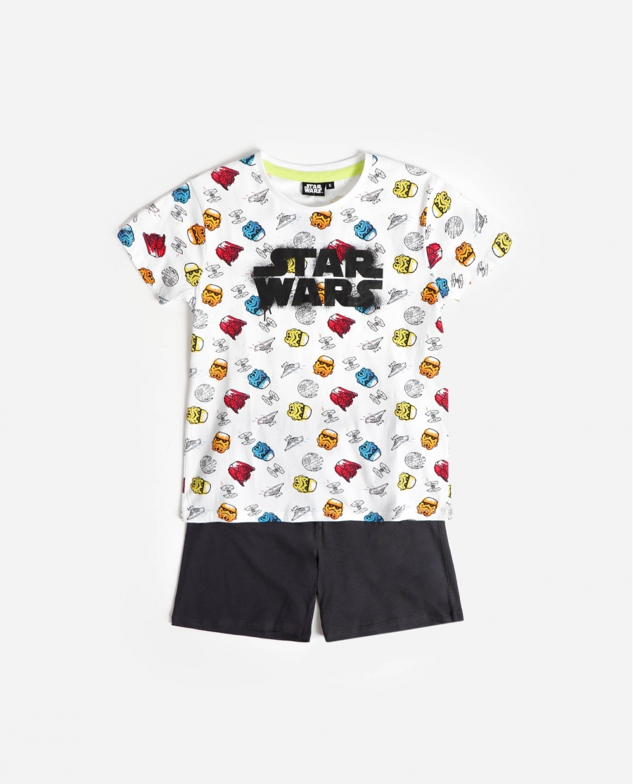 STAR WARS Pijama Manga Corta Neon Graffiti para Niño BLANCO