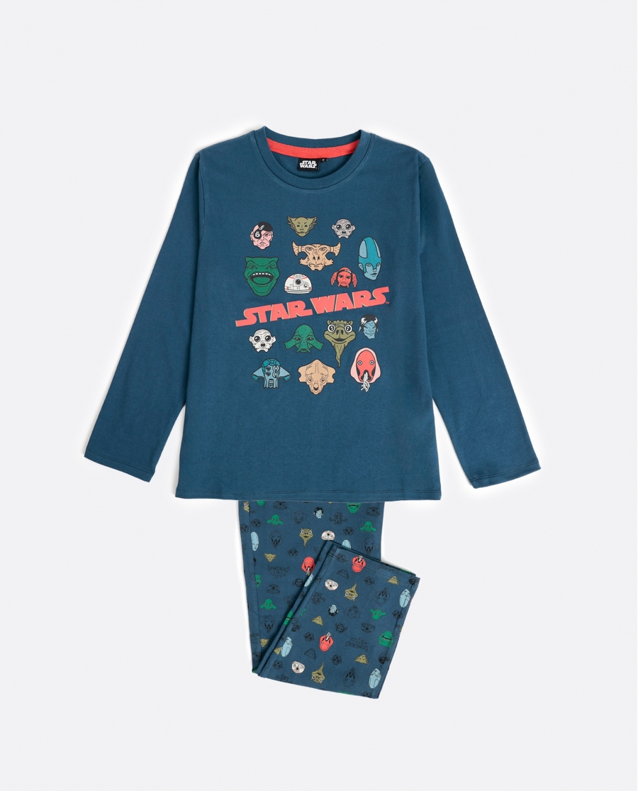 STAR WARS Pijama Manga Larga Alien Species para Niño DENIM