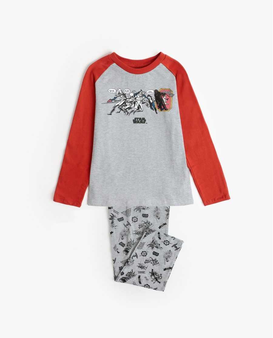 STAR WARS Pijama Manga Larga Gray Comic para Niño GRIS JASPE