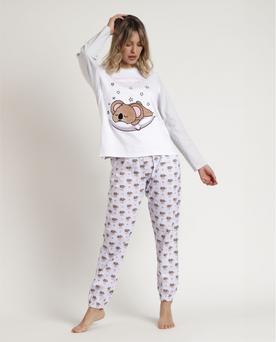 ADMAS Pijama Manga Larga All You Need is Sleep B para Mujer GRIS JASPE