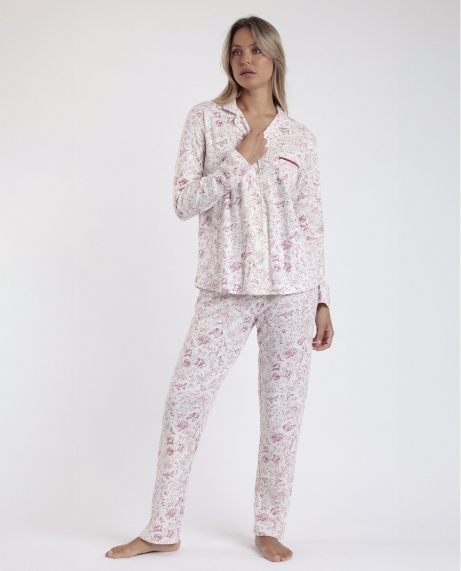 ADMAS CLASSIC Pijama Abierto Manga Larga Live para Mujer ROSE