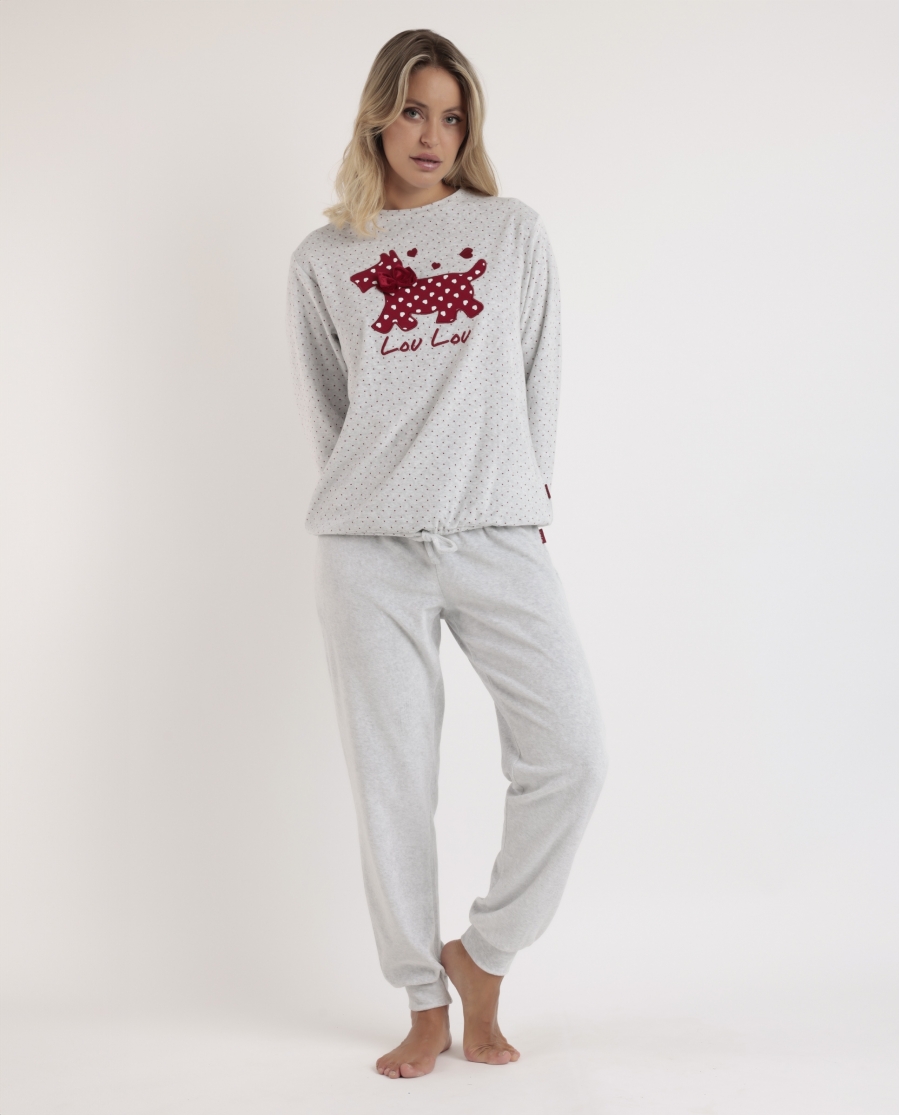 ADMAS Pijama Manga Larga Velour Lou Lou Cold para Mujer GRIS JASPE