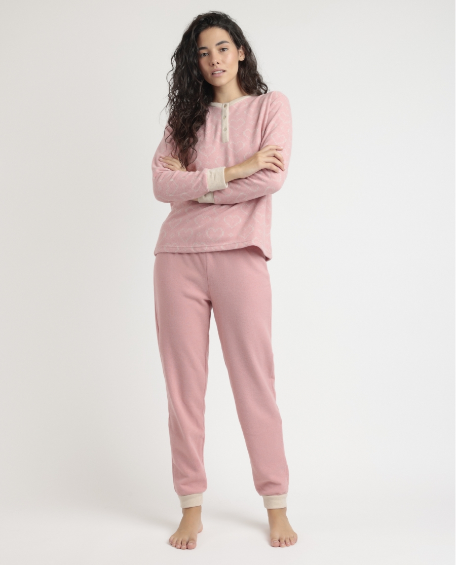 ADMAS Pijama Manga Larga Tapeta Love To Love para Mujer ROSA