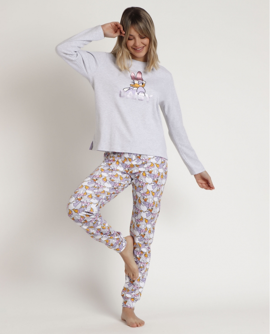 DISNEY Pijama Manga Larga Daisy Sweet para Mujer GRIS JASPE