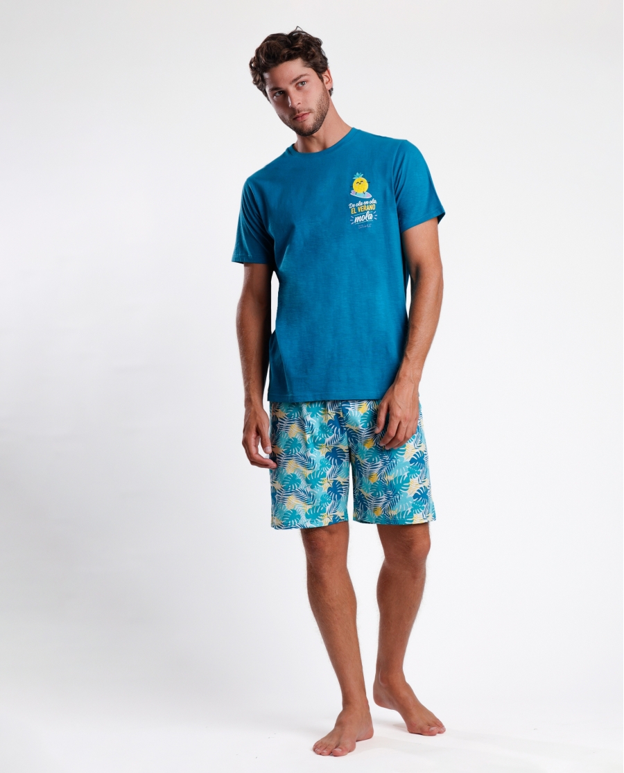 MR WONDERFUL Pijama Manga Corta Piña para Hombre OCEANO