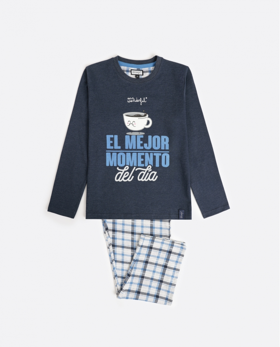 MR WONDERFUL Pijama Manga Larga Momento del Día para Niño AZUL