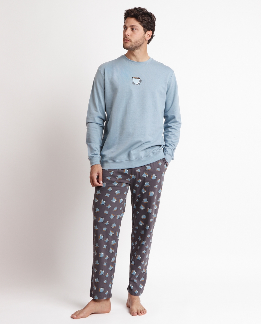 DIVER Pijama Manga Larga Coffee A para Hombre AQUA