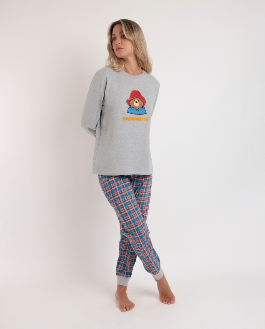 PADDINGTON Pijama Manga Larga Checks para Mujer GRIS JASPE