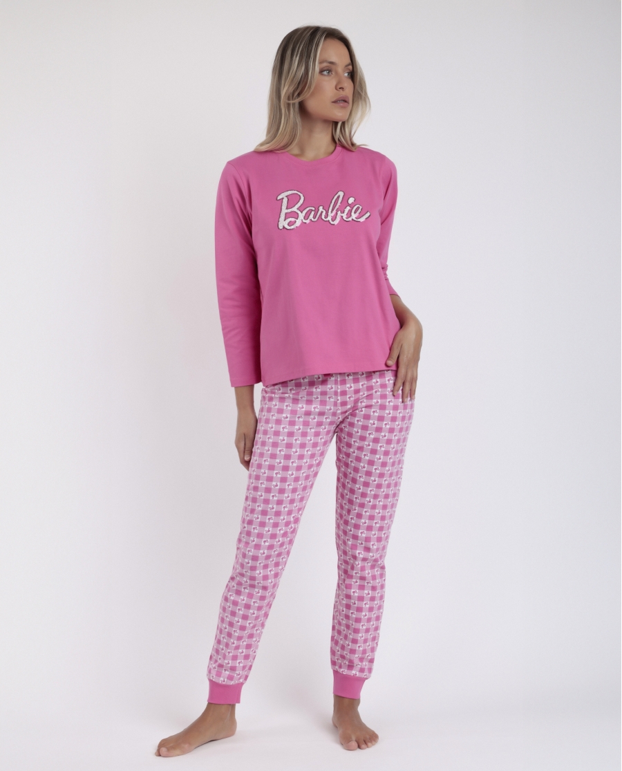 BARBIE Pijama Manga Larga Vichy Mood Barbie para Mujer ROSA