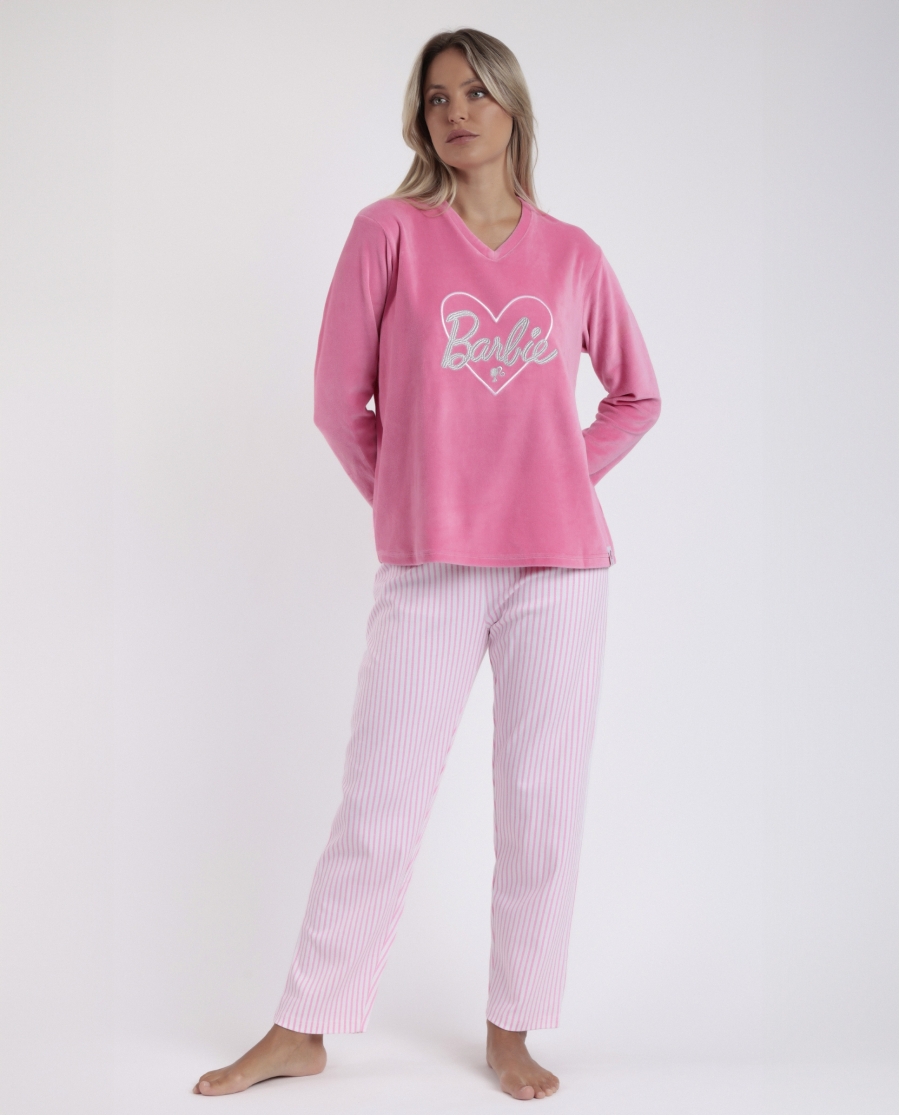 BARBIE Pijama Manga Larga Love Pink para Mujer ROSA