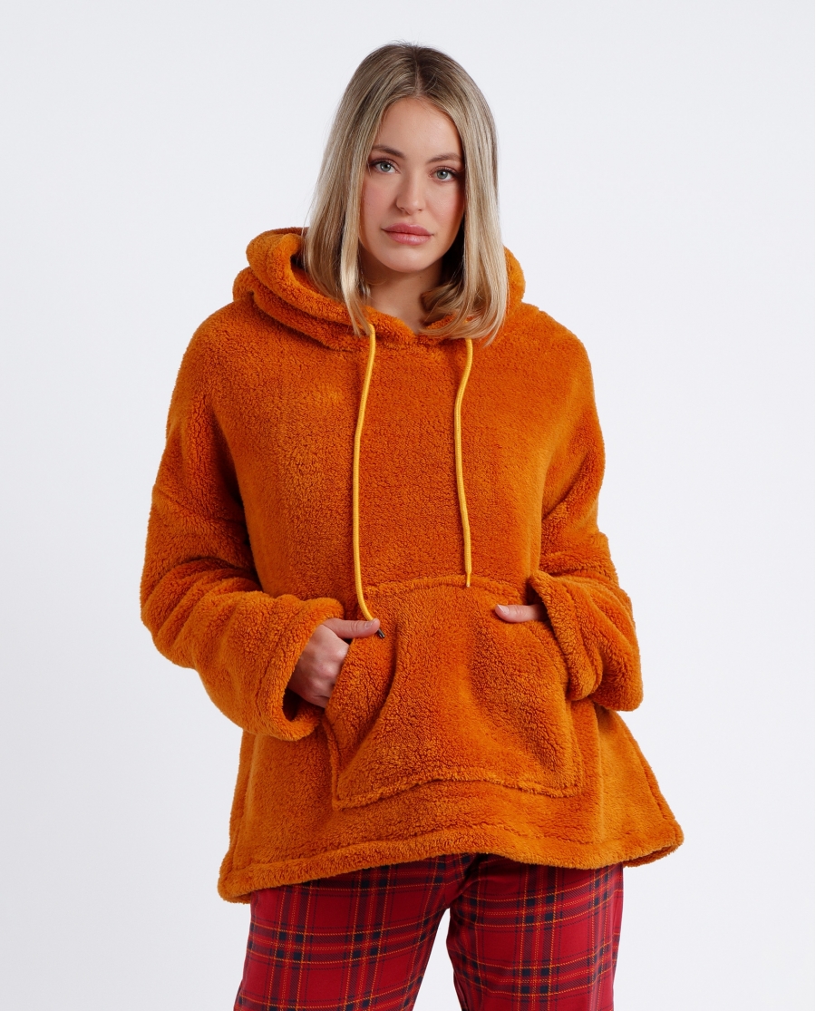 ADMAS Sudadera Manga Larga Calentita Corel Capucha para Mujer OCRE