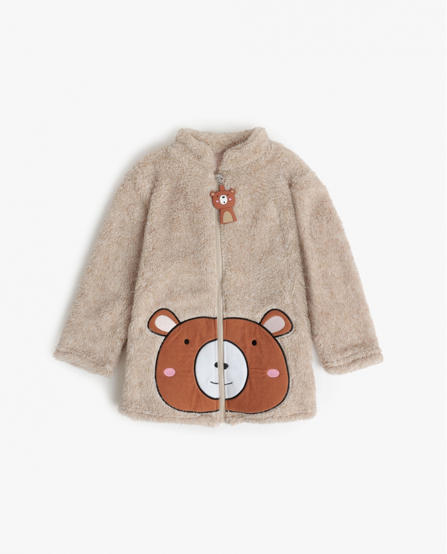 ADMAS Bata Manga Larga Calentita Family Bear Cremallera para Niña BEIGE