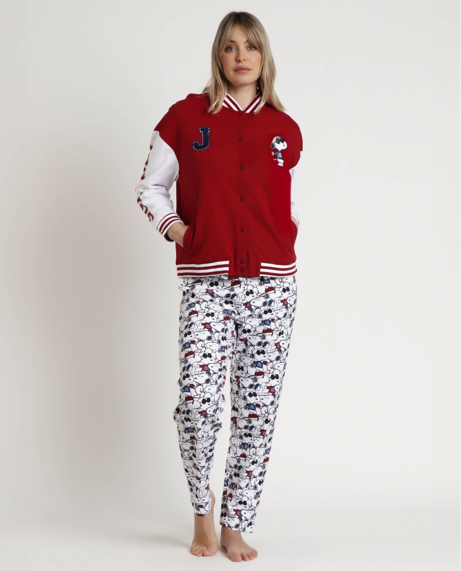 PEANUTS Chaqueta Manga Larga Calentita Snoopy Cool para Mujer BURDEOS