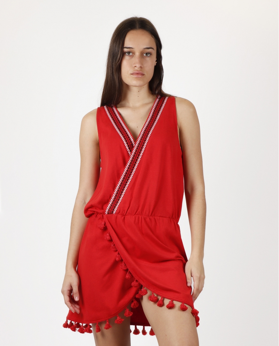 ADMAS Vestido Liso Hawaii para Mujer ROJO