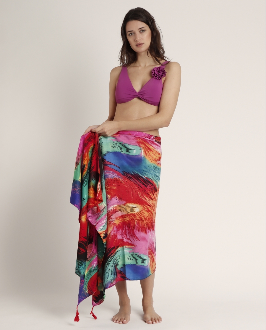 ADMAS Pareo Plumas Tropical para Mujer MULTICOLOR