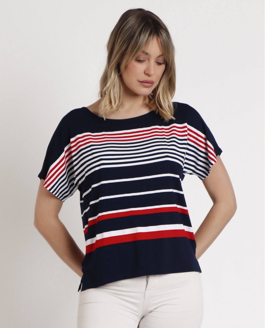 ADMAS Camiseta Manga Corta Navy Style para Mujer MARINO