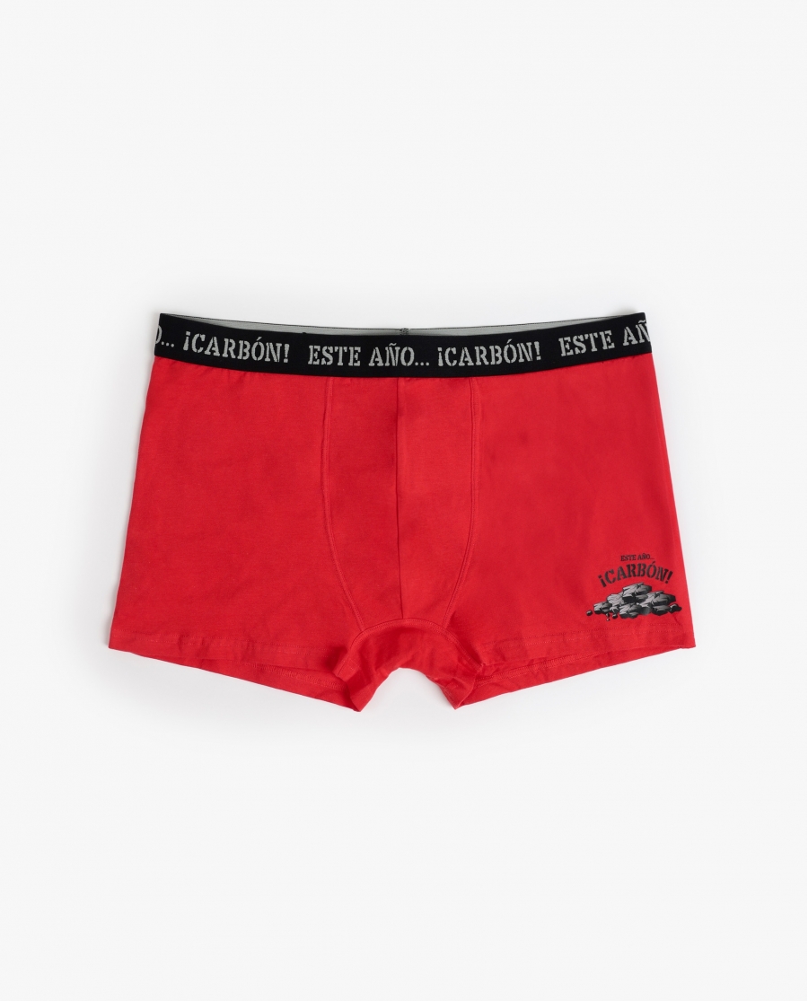 ADMAS Calzoncillo/Boxer Este Año Carbón para Hombre, (Caja 12 unidades) ROJO