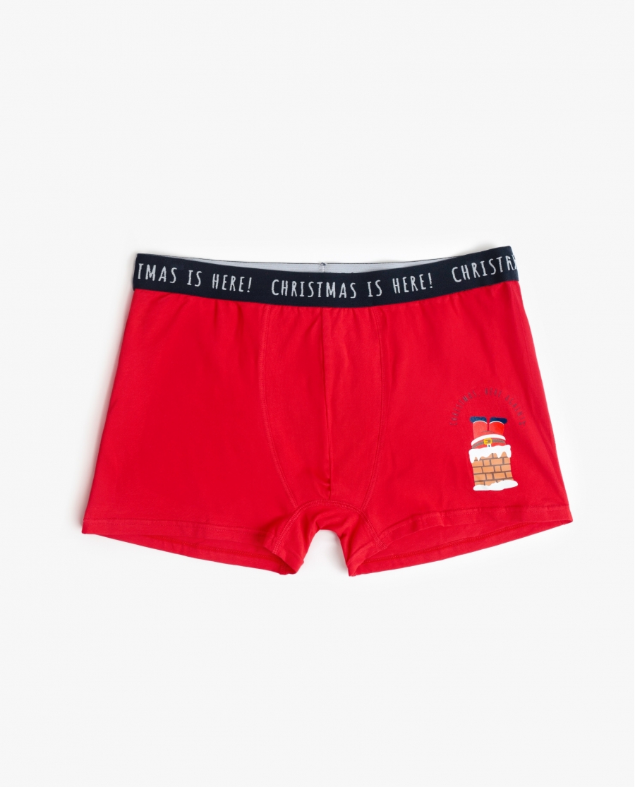 ADMAS Calzoncillo/Boxer Christmas Is Here para Hombre, (Caja 12 unidades) ROJO