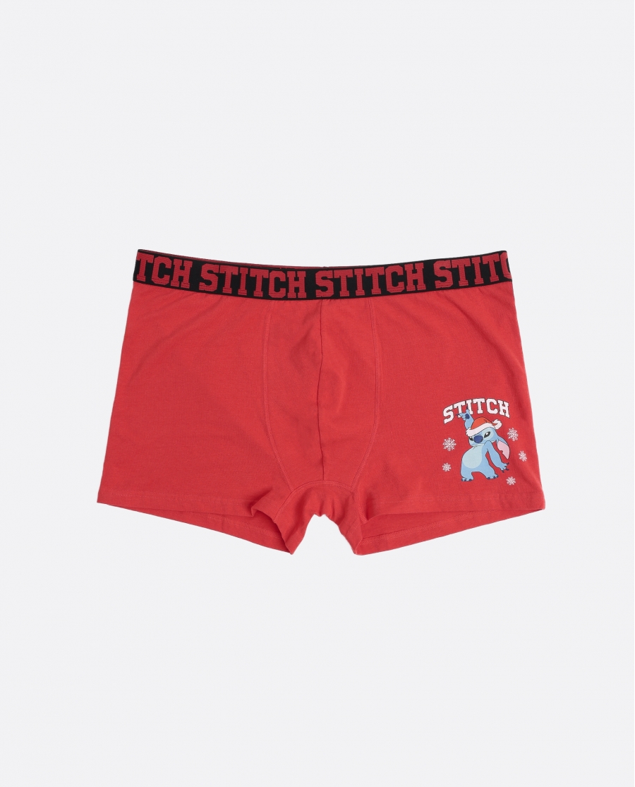 DISNEY Calzoncillo/Boxer Stitchmas Caja Metal Regalo para Hombre, (Caja 12 unidades) ROJO