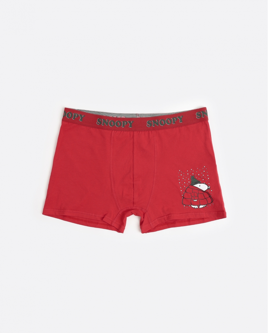 PEANUTS Calzoncillo/Boxer Let It Snow Home para Hombre, (Caja 12 unidades) ROJO