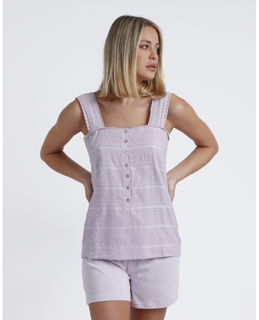 ADMAS CLASSIC Pijama Tirantes Plumetti para Mujer MALVA