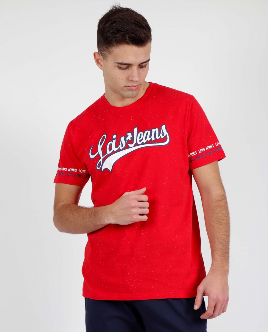 LOIS Camiseta Manga Corta Italic para Hombre ROJO