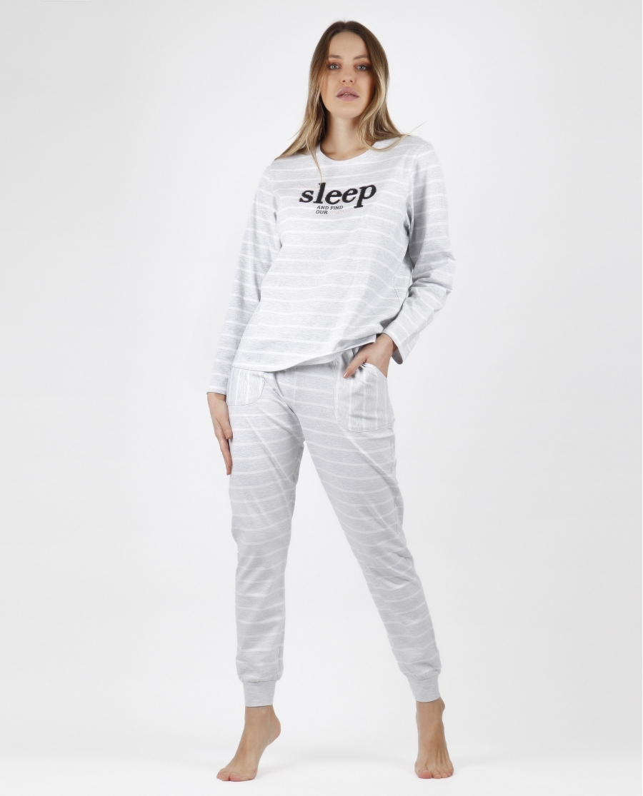 ADMAS Pijama Manga Larga Let´s Sleep para Mujer GRIS JASPE