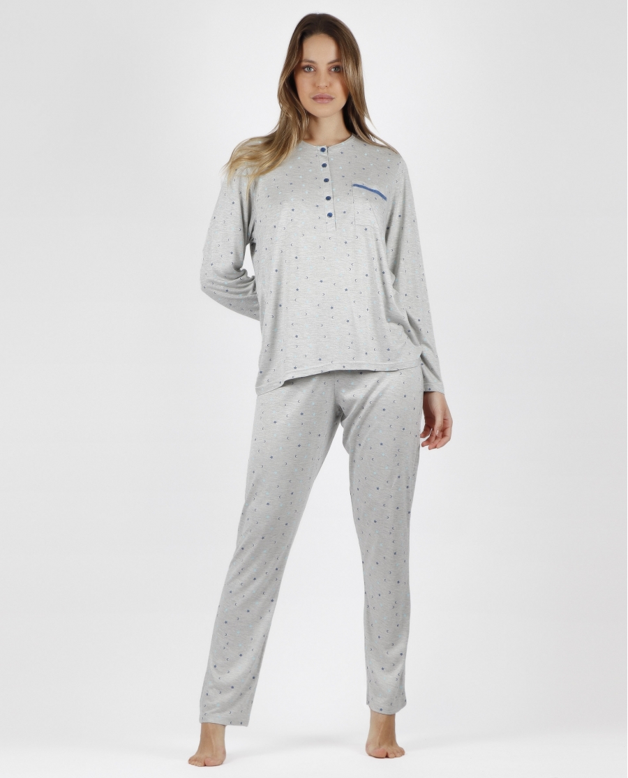 ADMAS CLASSIC Pijama Manga Larga Little Moons para Mujer GRIS JASPE