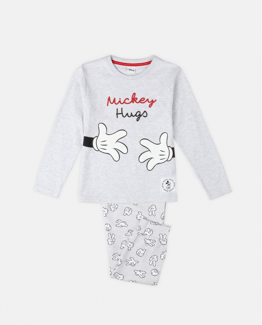 DISNEY Pijama Manga Larga Mickey Hugs para Niña GRIS JASPE