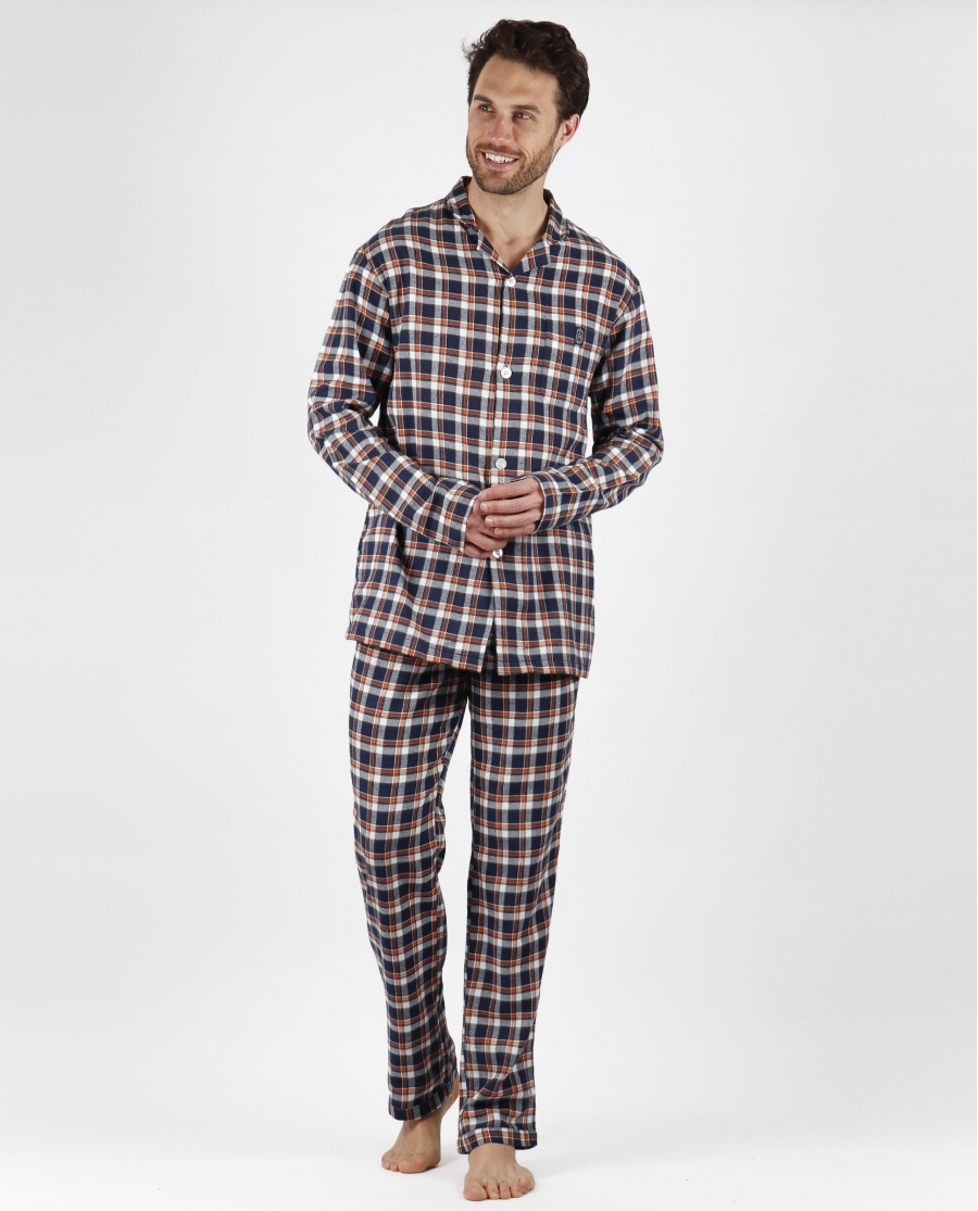 ADMAS CLASSIC Pijama Abierto Manga Larga Mountain Check para Hombre MARENGO