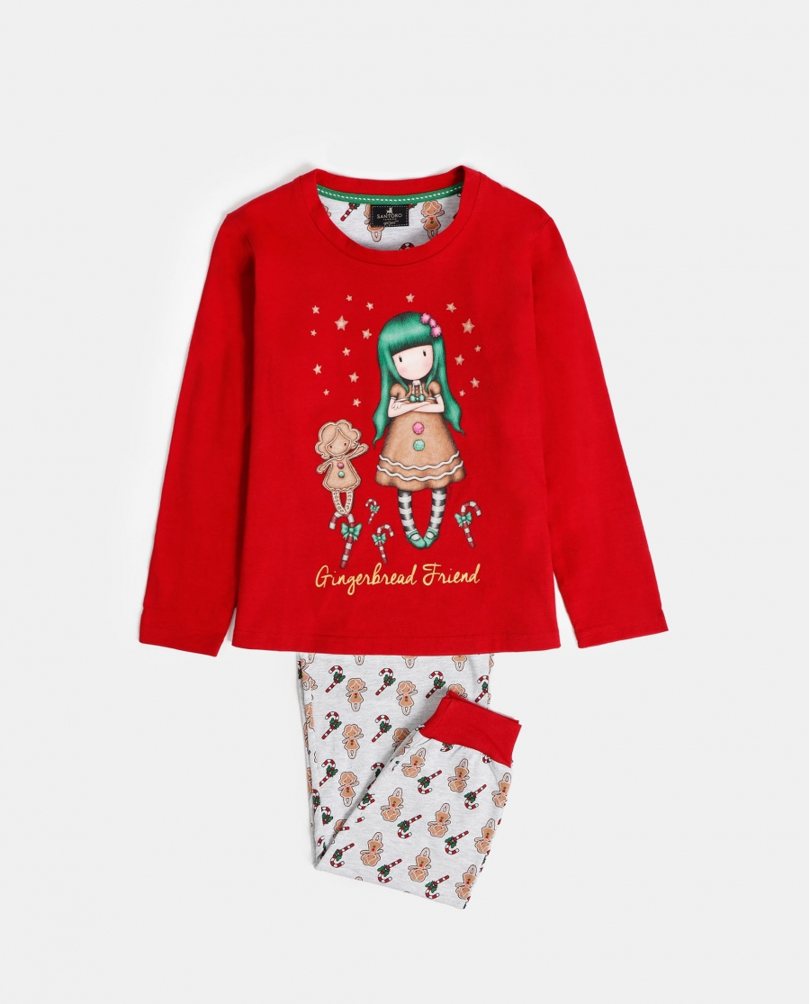 SANTORO Pijama Manga Larga Gingerbread Friend para Niña ROJO RUBÍ